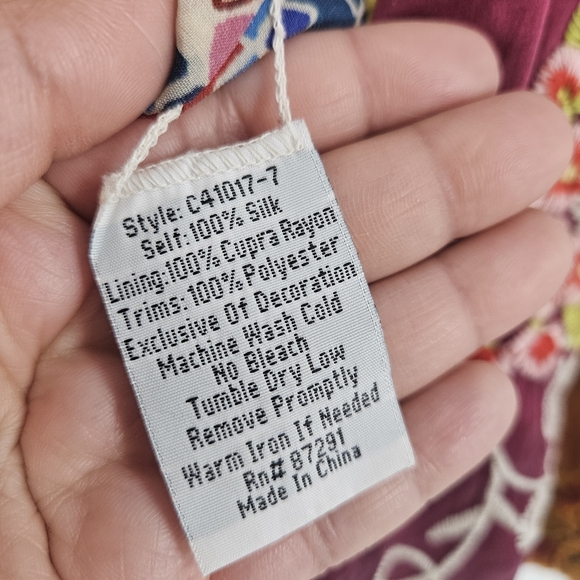 Johnny Was Floral Embroidered Silk Open Front Kimono Cardigan - Picture 16 of 16